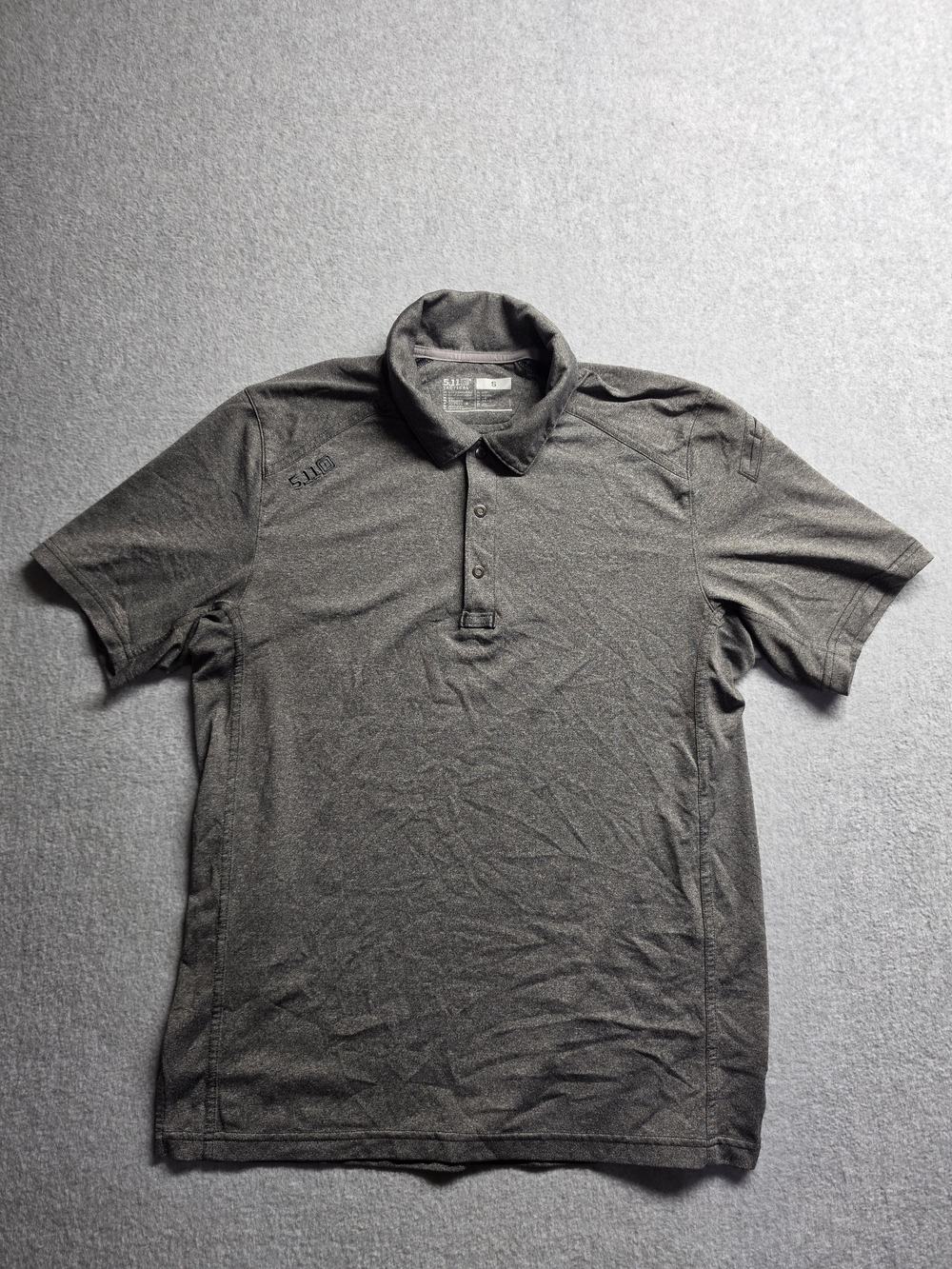 5.11 Tactical Polo Shirt Men S Gray Moisture Wicking Snap Pen Pocket Short Sleev